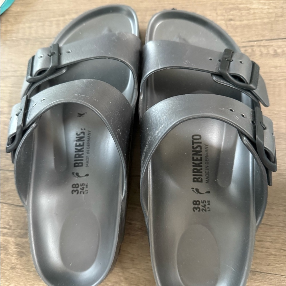 Birkenstock Charcoal Slide Sandals